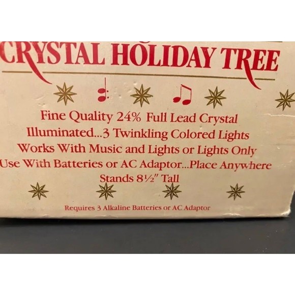Vintage Lead Crystal Lighted Christmas Holiday Tree St George USA Original Box - Picture 10 of 11